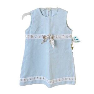 Peleles y Ranitas NWT Creaciones Pia Blue Matelasse Dress In Girls Size 7 Spain